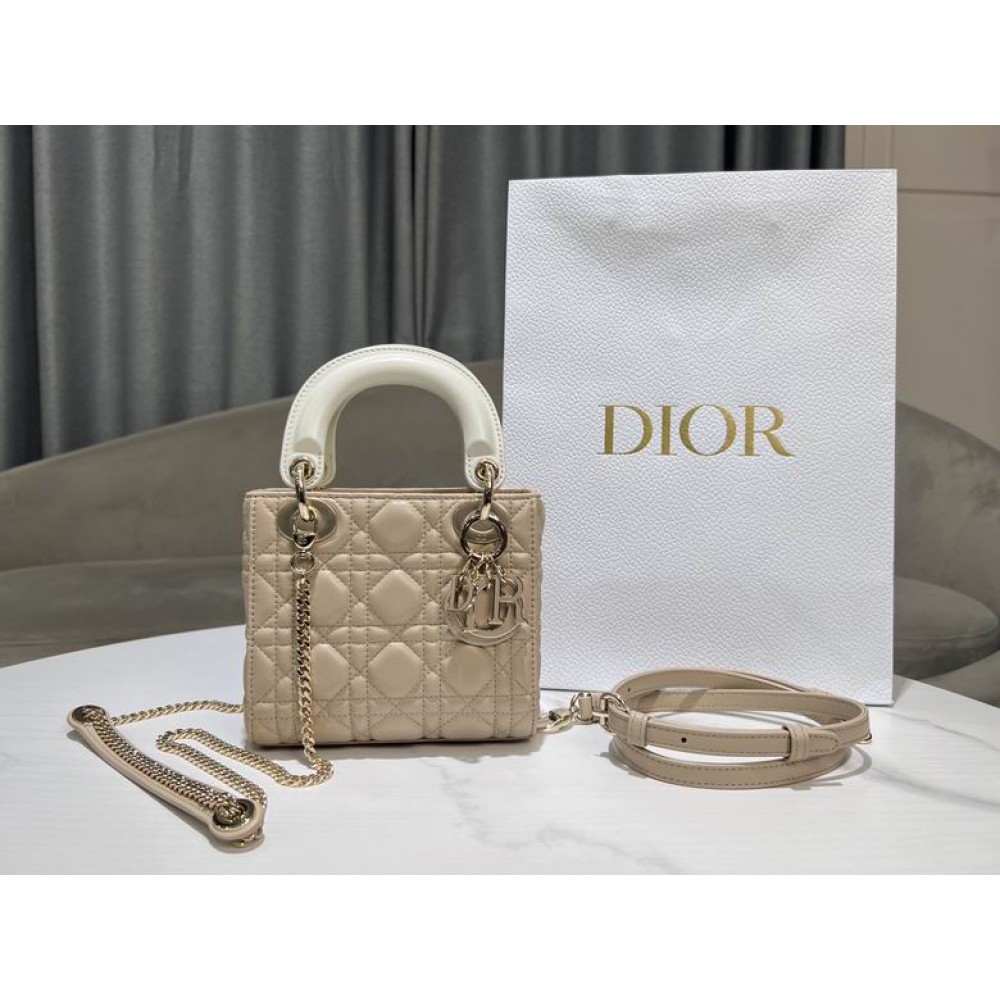 Dior lady mini size 17x15cm lampskin leather Bags