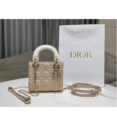 Dior lady mini size 17x15cm lampskin leather
