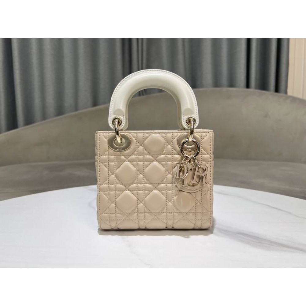 Dior lady mini size 17x15cm lampskin leather Bags