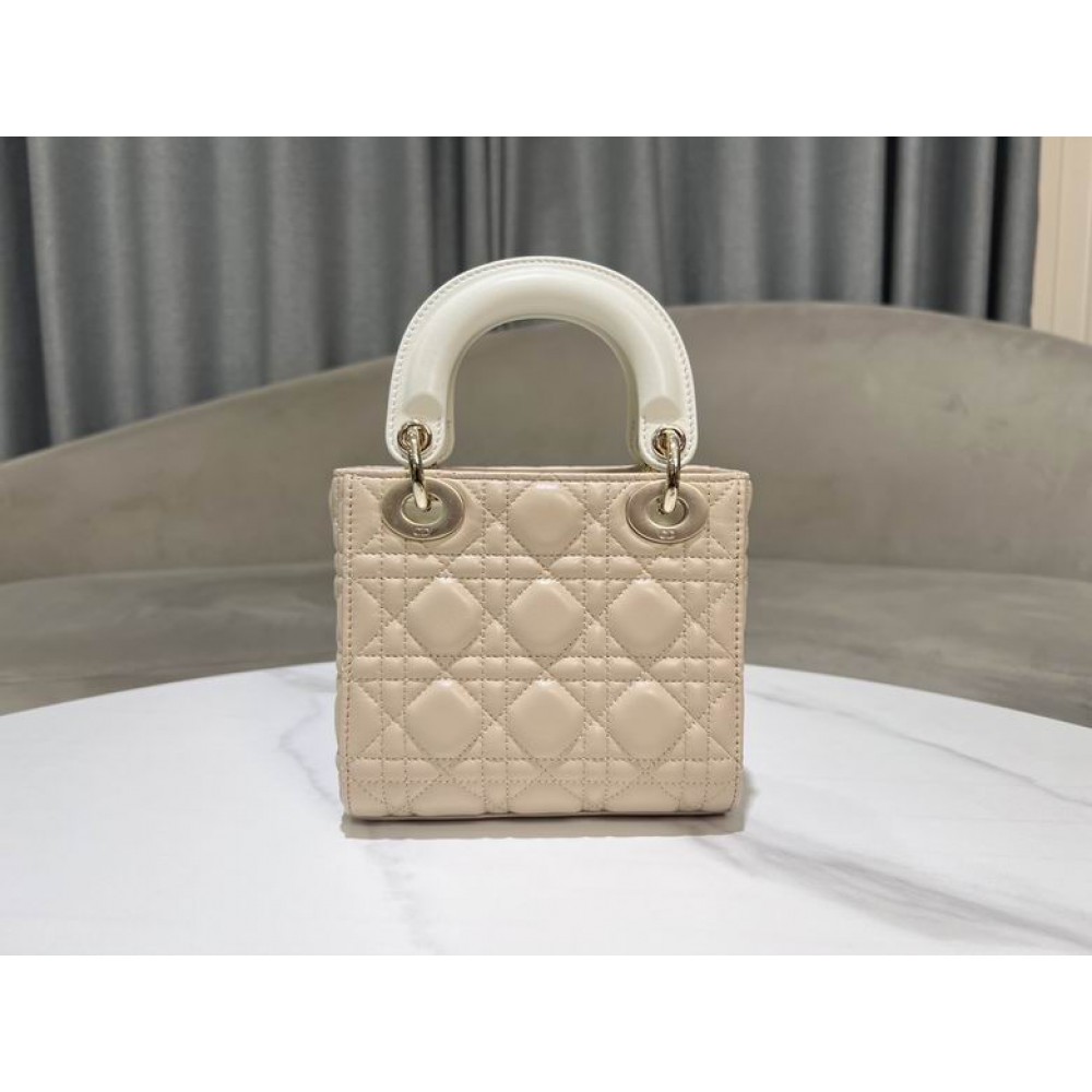 Dior lady mini size 17x15cm lampskin leather Bags