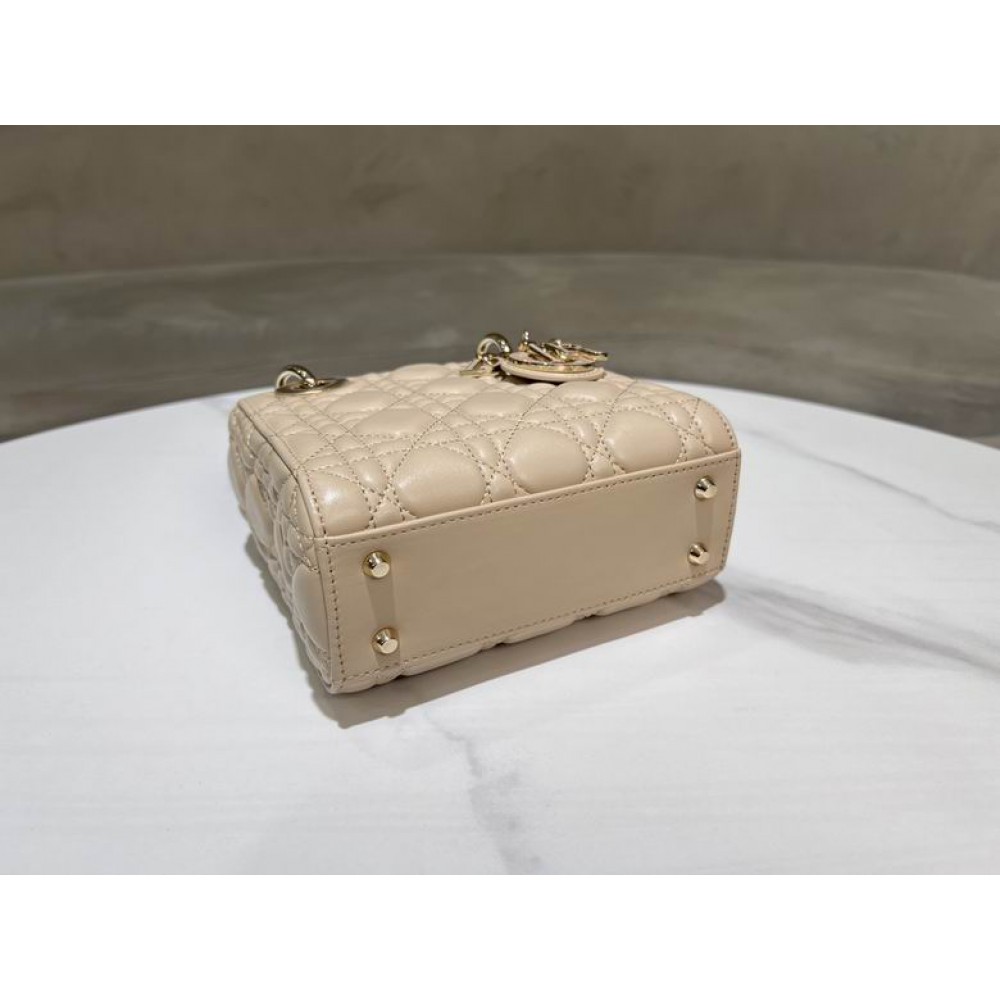 Dior lady mini size 17x15cm lampskin leather Bags