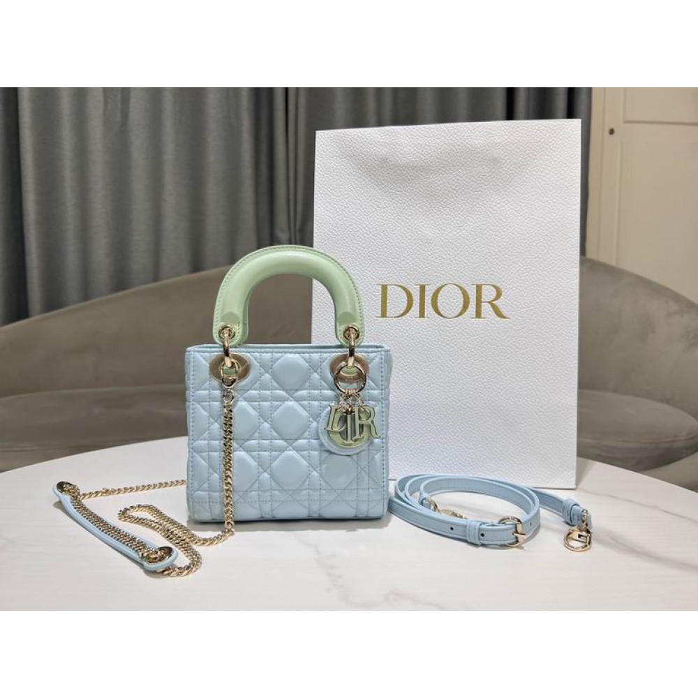 Dior lady mini size 17x15cm lampskin leather Bags