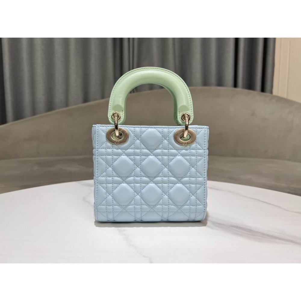 Dior lady mini size 17x15cm lampskin leather Bags