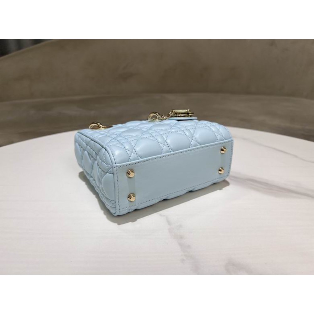 Dior lady mini size 17x15cm lampskin leather Bags