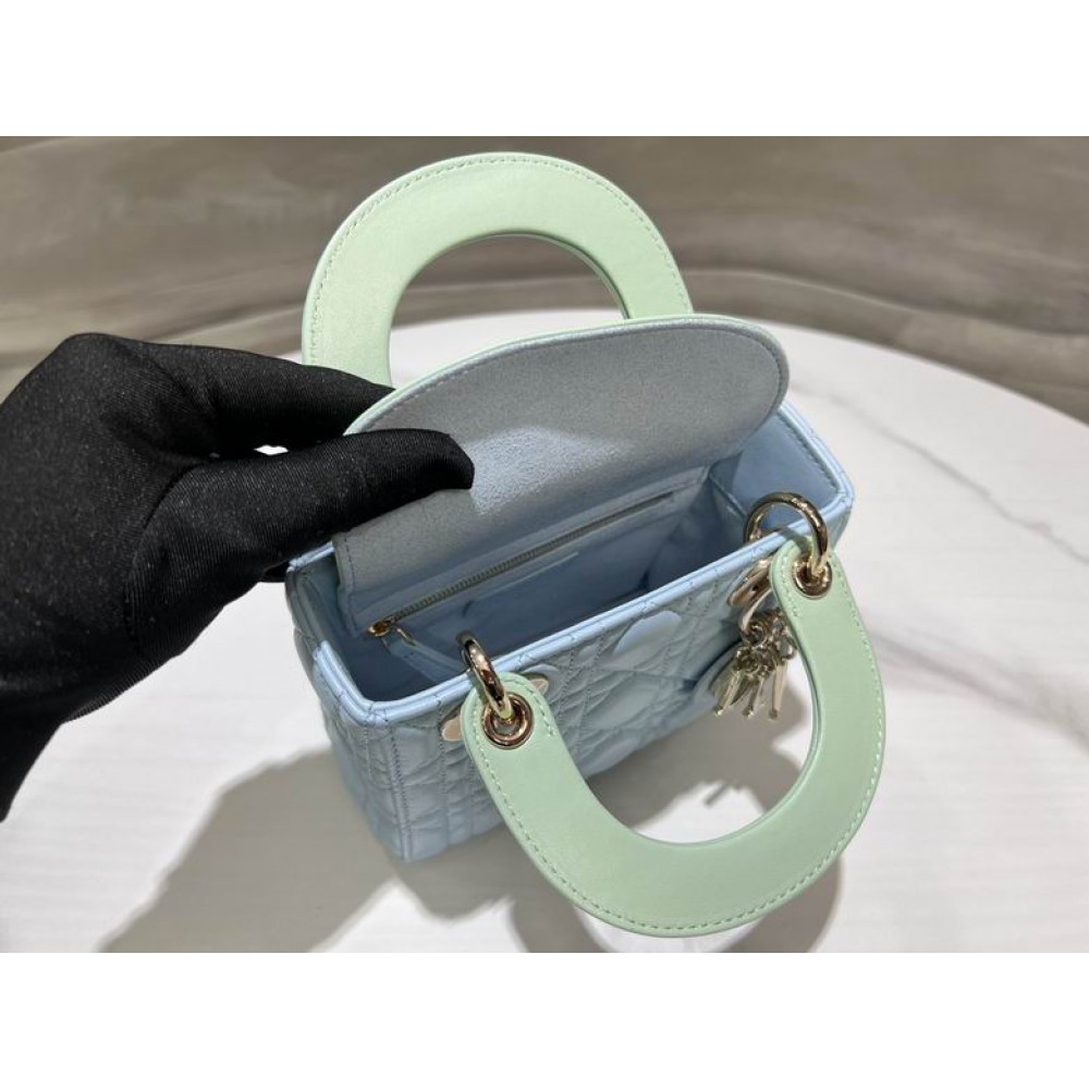 Dior lady mini size 17x15cm lampskin leather Bags