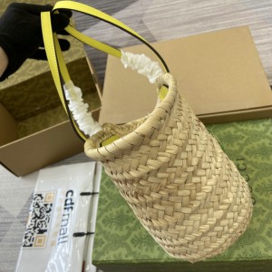 Gucci Mini straw tote with Gucci logo 782381 
