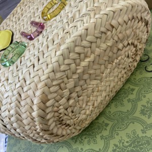 Gucci Mini straw tote with Gucci logo 782381 