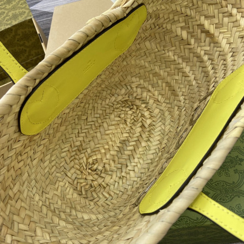 Gucci Mini straw tote with Gucci logo 782381 