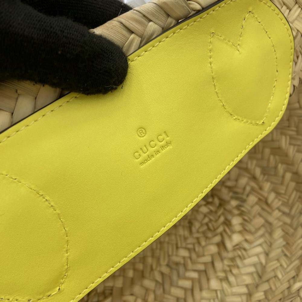 Gucci Mini straw tote with Gucci logo 782381 