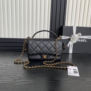 Chanel classic handle bag 22x23.5x6cm leather lampskin Bags