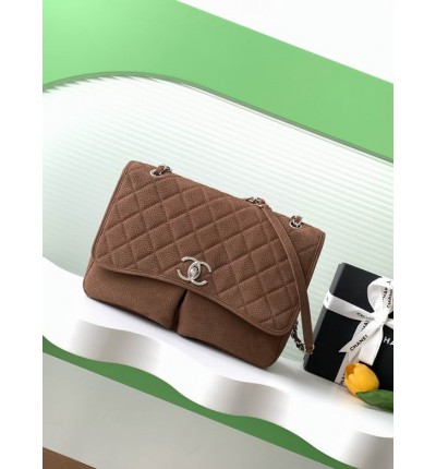 Chanel trendy cc flap handbag numbuck leather 25x35x10cm