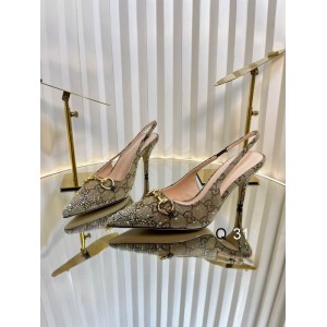 Gucci Erin GG Crystal Canvas Slingback Pump 8.5cm heel 35-42 Shoes