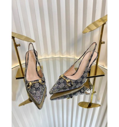 Gucci Erin GG Crystal Canvas Slingback Pump 8.5cm heel 35-42
