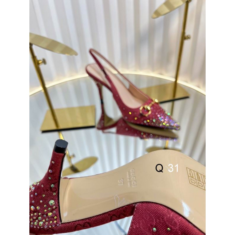 Gucci Erin GG Crystal Canvas Slingback Pump 8.5cm heel 35-42 Shoes