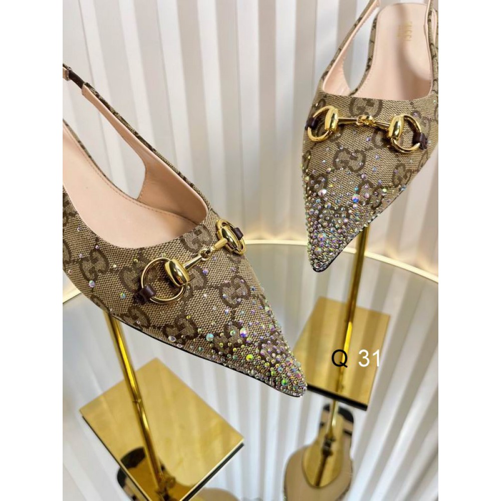 Gucci Erin GG Crystal Canvas Slingback Pump 35-42 Shoes