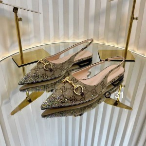 Gucci Erin GG Crystal Canvas Slingback Pump 35-42 Shoes