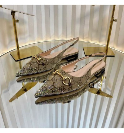 Gucci Erin GG Crystal Canvas Slingback Pump 35-42