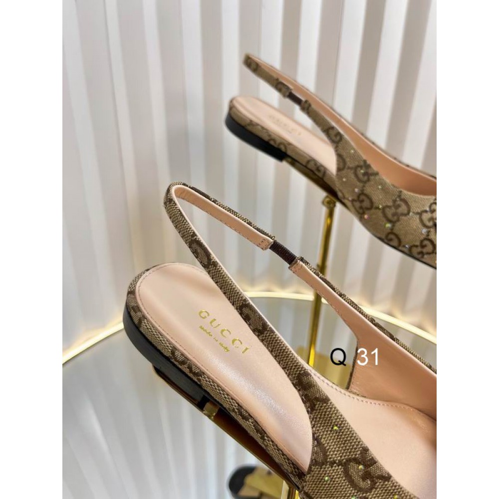 Gucci Erin GG Crystal Canvas Slingback Pump 35-42 Shoes