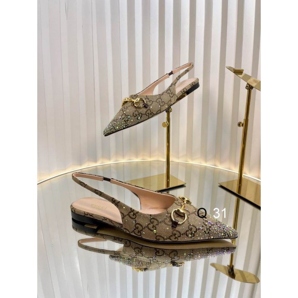 Gucci Erin GG Crystal Canvas Slingback Pump 35-42 Shoes