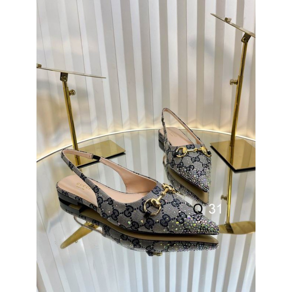 Gucci Erin GG Crystal Canvas Slingback Pump 35-42 Shoes