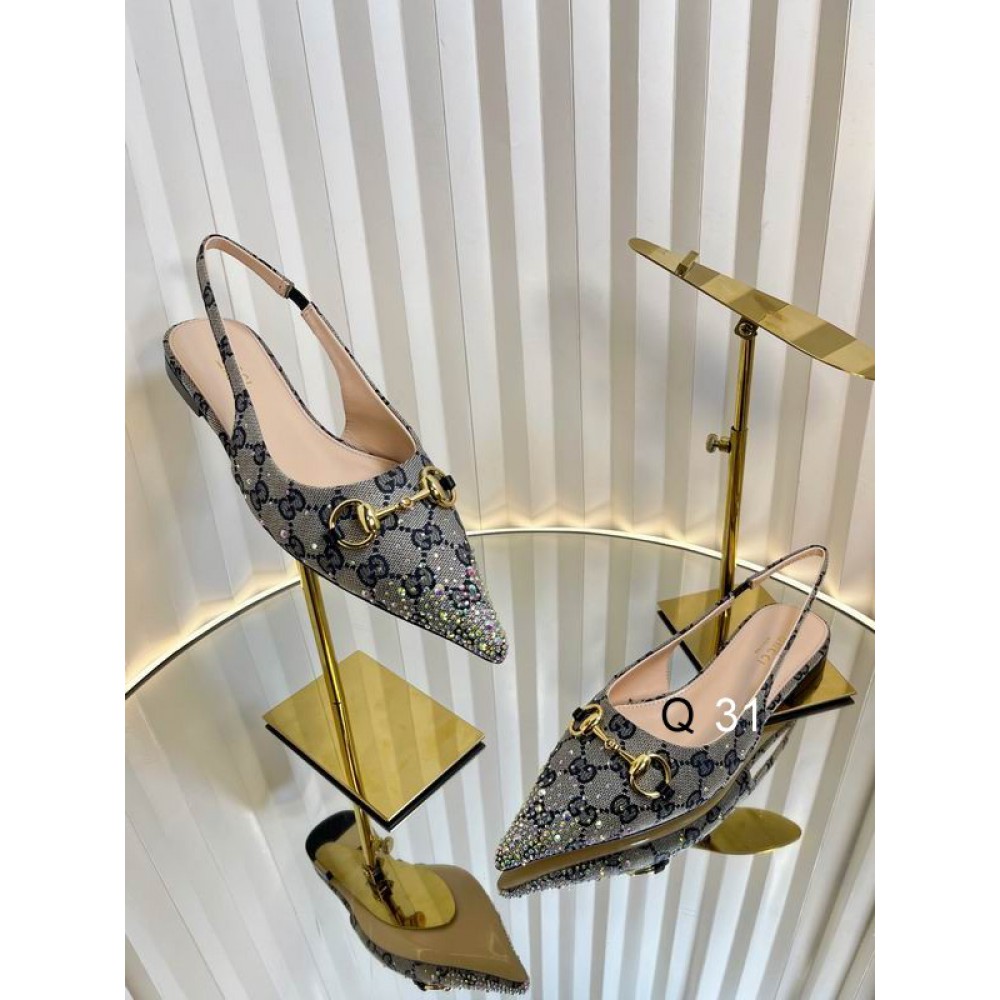 Gucci Erin GG Crystal Canvas Slingback Pump 35-42 Shoes