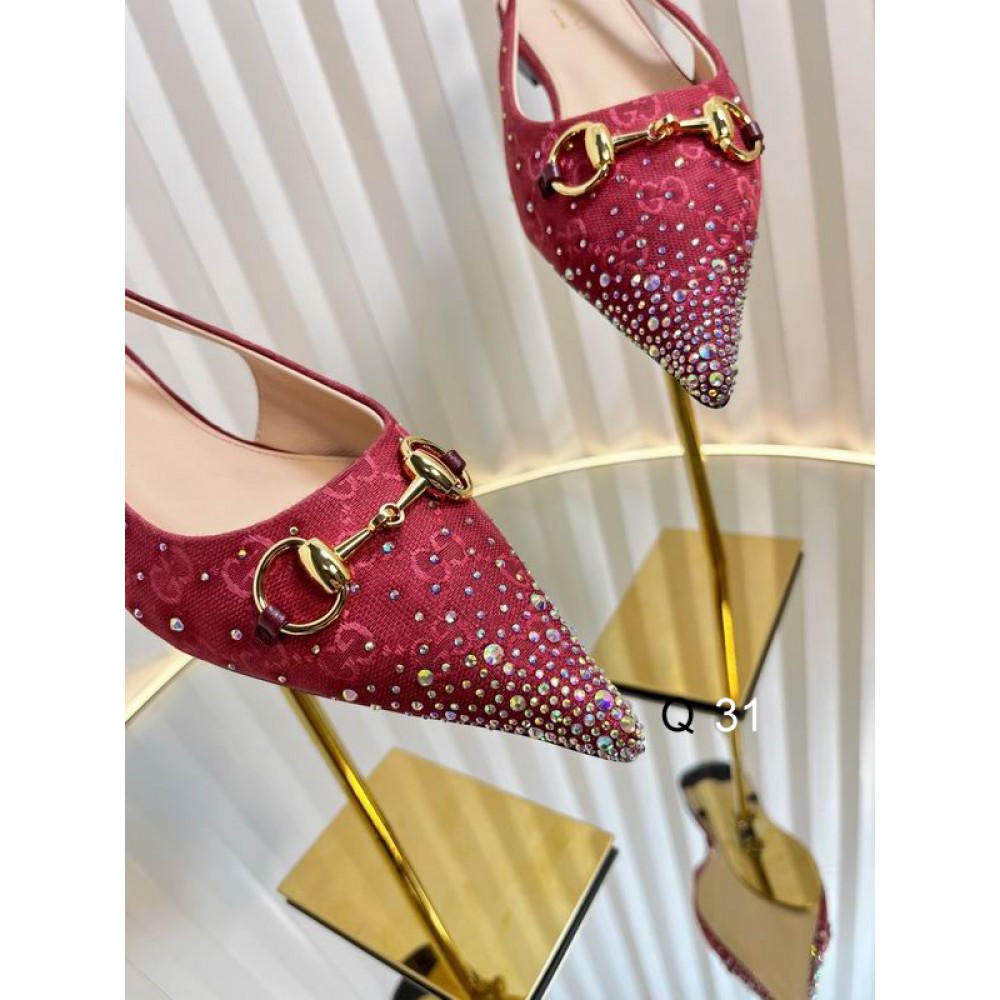 Gucci Erin GG Crystal Canvas Slingback Pump 35-42 Shoes