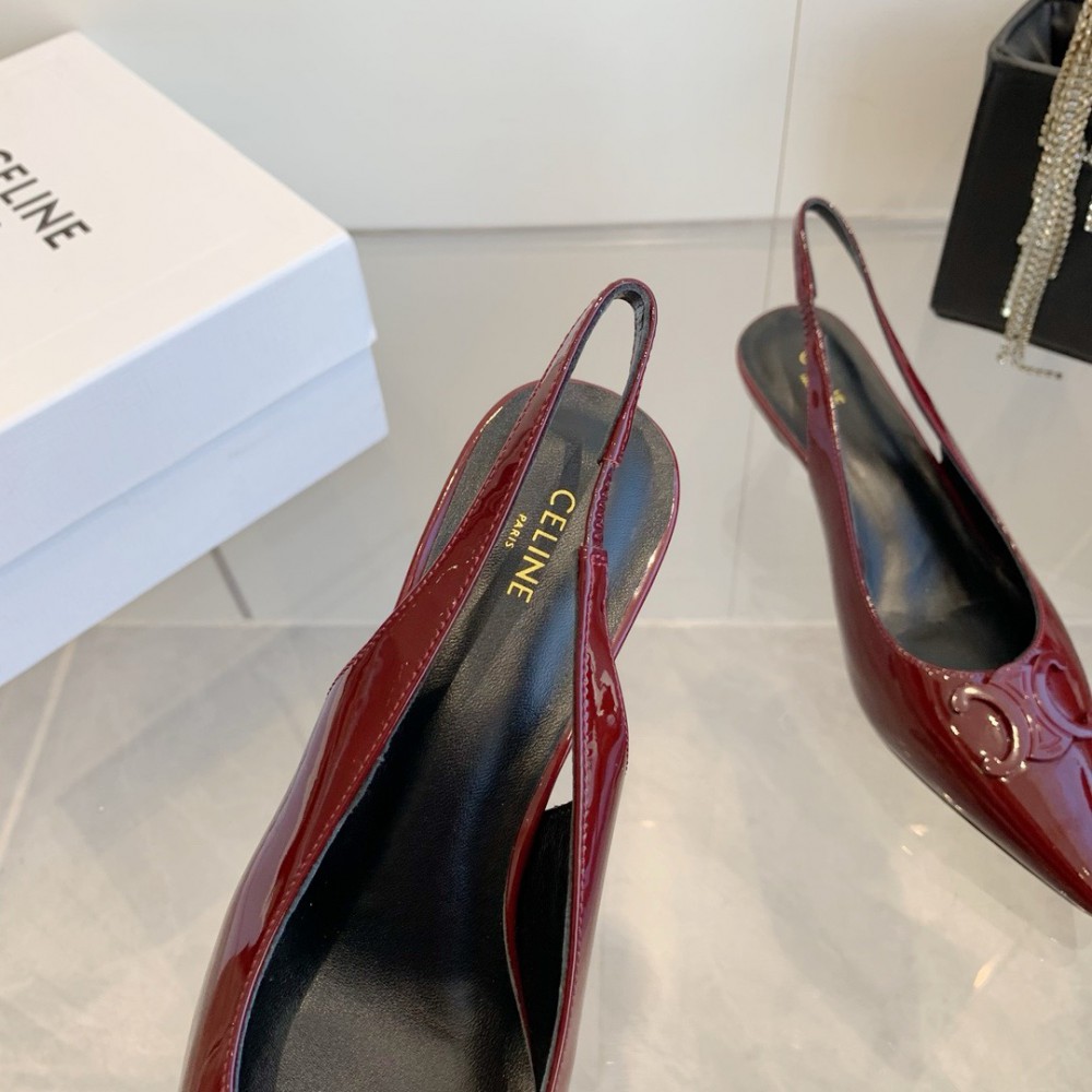 CELINE ALMA TRIOMPHE SLINGBACK in PATENT CALFSKIN 5cm 35-42 Shoes