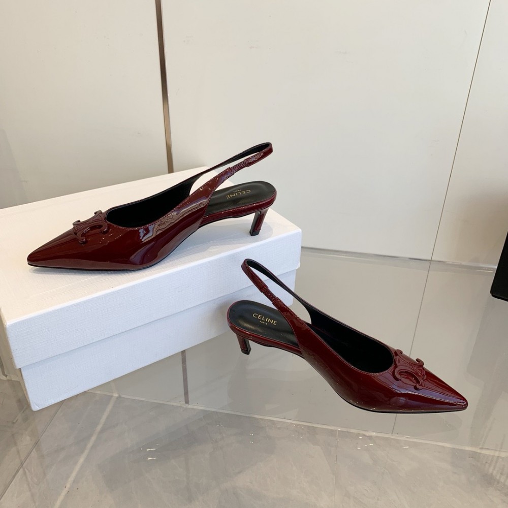 CELINE ALMA TRIOMPHE SLINGBACK in PATENT CALFSKIN 5cm 35-42 Shoes