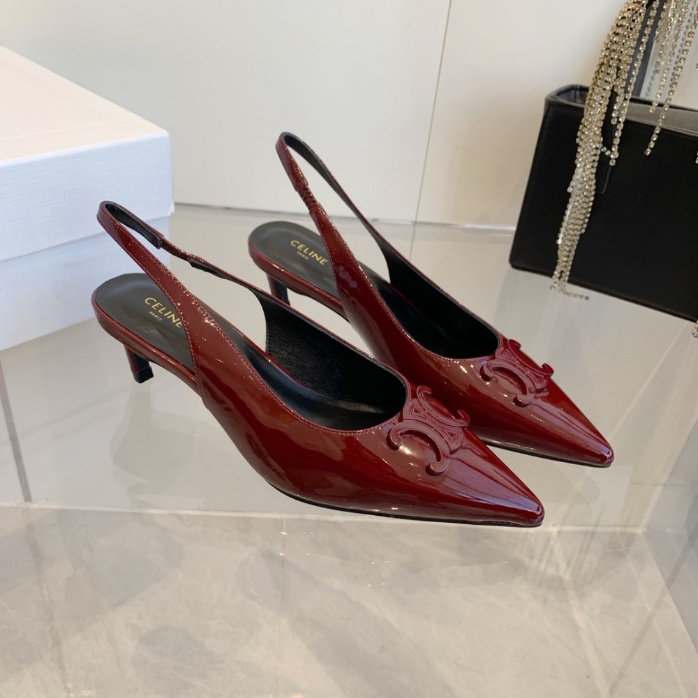 CELINE ALMA TRIOMPHE SLINGBACK in PATENT CALFSKIN 5cm 35-42 Shoes