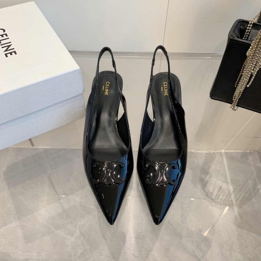 CELINE ALMA TRIOMPHE SLINGBACK in PATENT CALFSKIN 5cm 35-42 Shoes
