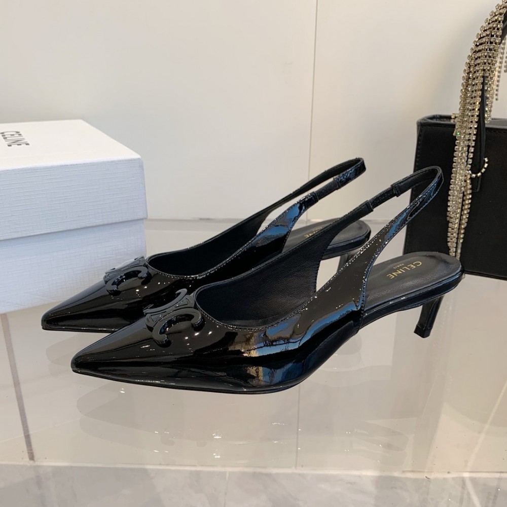 CELINE ALMA TRIOMPHE SLINGBACK in PATENT CALFSKIN 5cm 35-42 Shoes