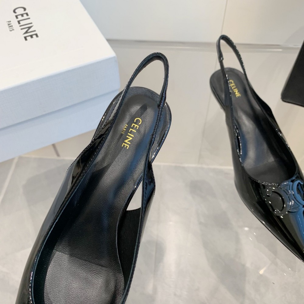 CELINE ALMA TRIOMPHE SLINGBACK in PATENT CALFSKIN 5cm 35-42 Shoes