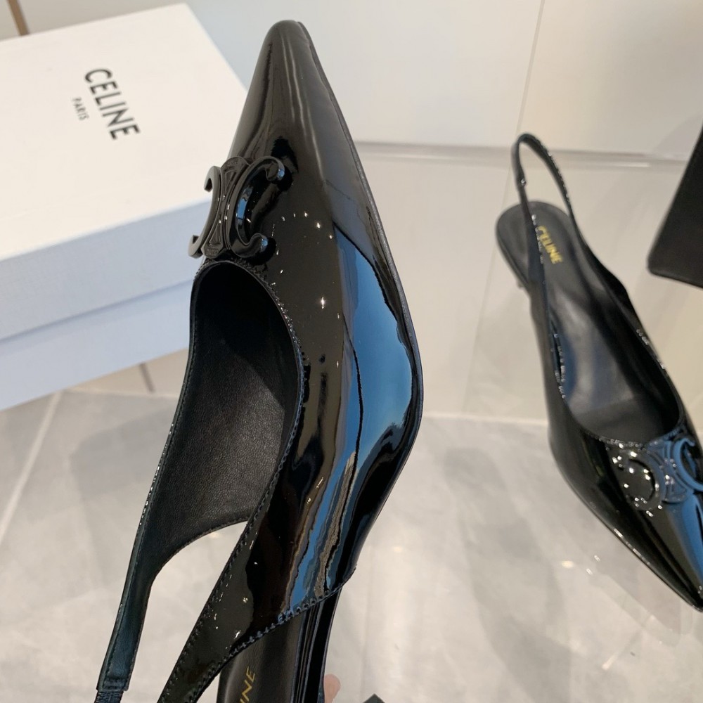 CELINE ALMA TRIOMPHE SLINGBACK in PATENT CALFSKIN 5cm 35-42 Shoes