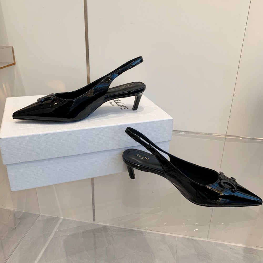CELINE ALMA TRIOMPHE SLINGBACK in PATENT CALFSKIN 5cm 35-42 Shoes