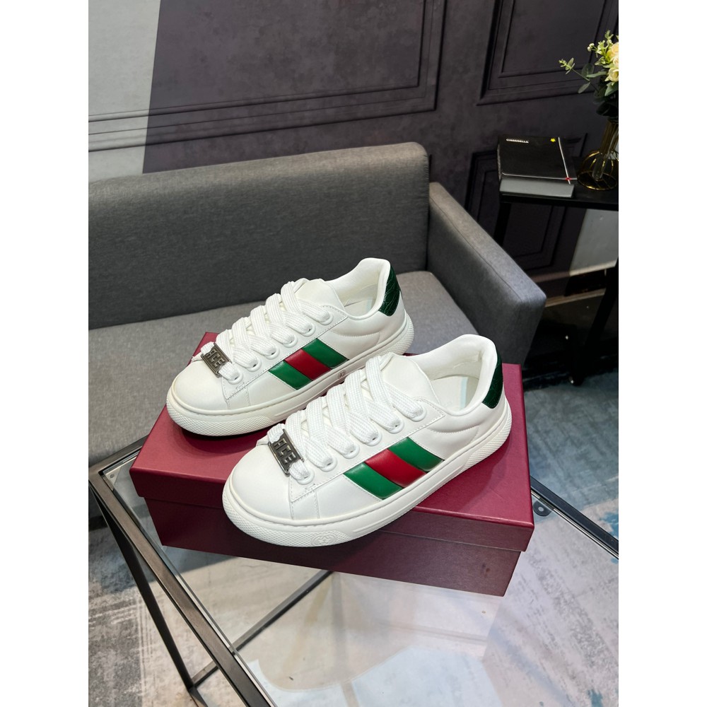 Gucci Ace Web Stripe leather sneakers 35-45 Shoes