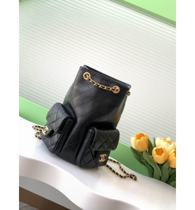 Chanel hobo backpack 24.5x18.8cm leather lambskin
