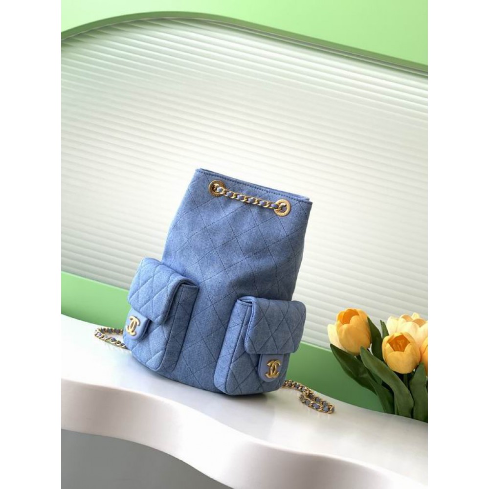 Chanel hobo backpack 24.5x18.8cm denim 