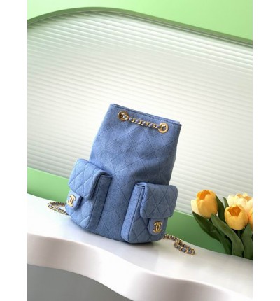 Chanel hobo backpack 24.5x18.8cm denim