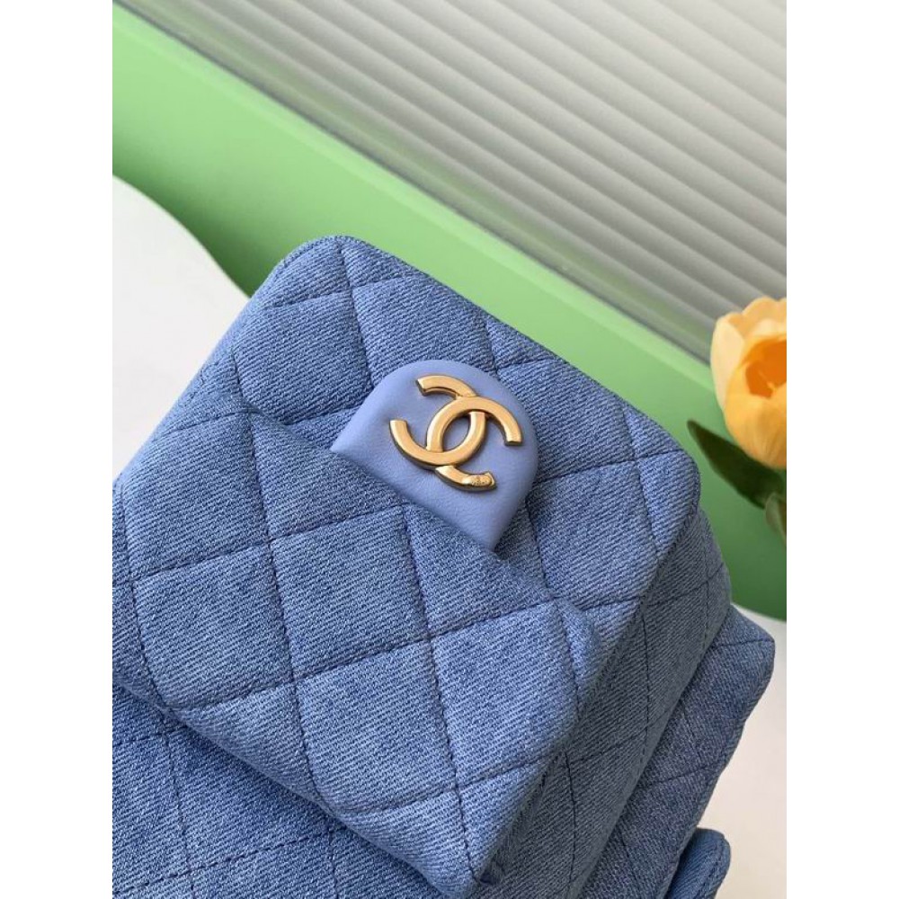 Chanel hobo backpack 24.5x18.8cm denim 