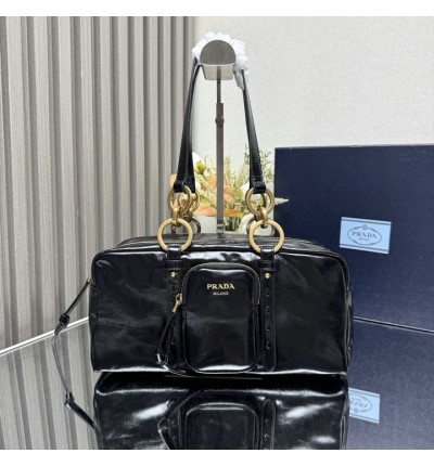 Prada Dangle medium leather top-handle bag 30x14x13.5cm