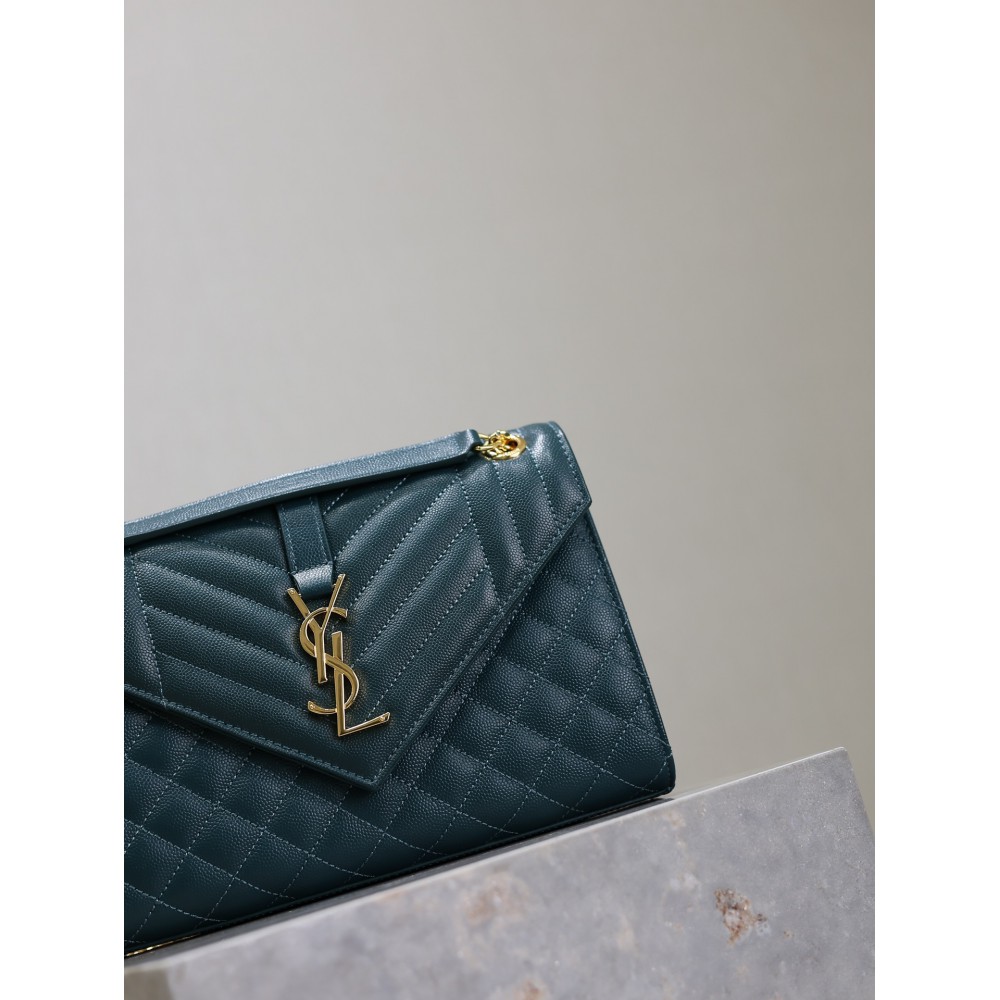 Ysl envelope medium in quilted grain de poudre embossed leather 24x17.5x6cm Bags