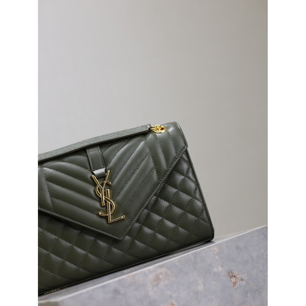 Ysl envelope medium in quilted grain de poudre embossed leather 24x17.5x6cm Bags