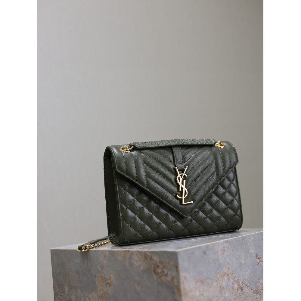Ysl envelope medium in quilted grain de poudre embossed leather 24x17.5x6cm Bags