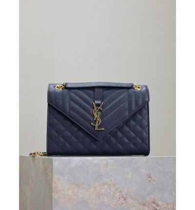 Ysl envelope medium in quilted grain de poudre embossed leather 24x17.5x6cm