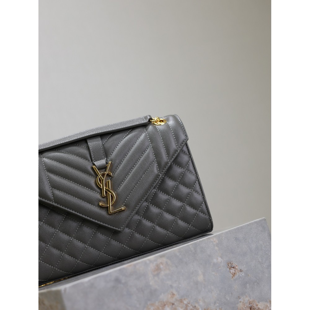 Ysl envelope medium in quilted grain de poudre embossed leather 24x17.5x6cm Bags