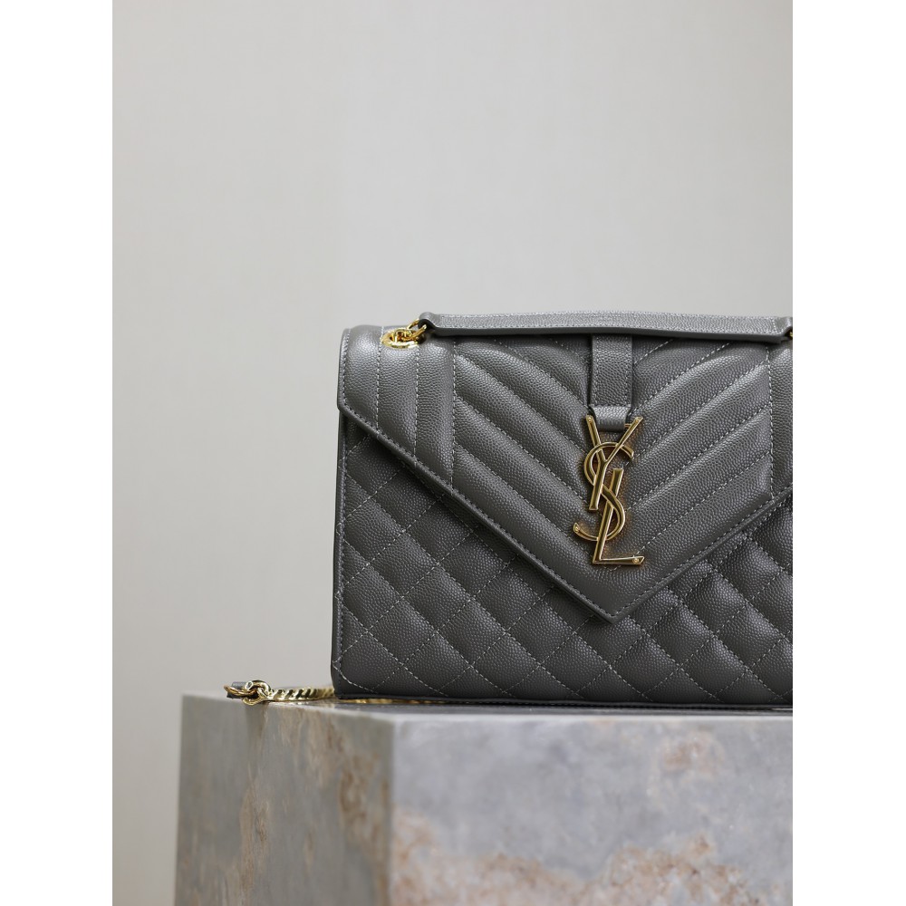 Ysl envelope medium in quilted grain de poudre embossed leather 24x17.5x6cm Bags