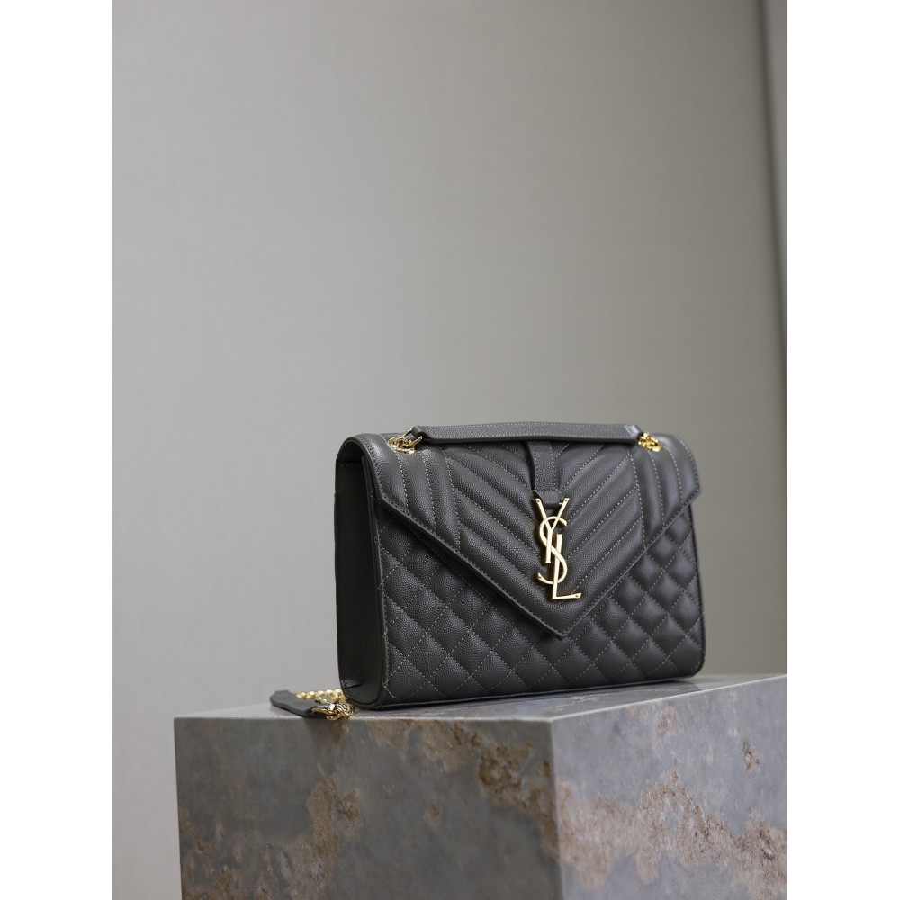 Ysl envelope medium in quilted grain de poudre embossed leather 24x17.5x6cm Bags