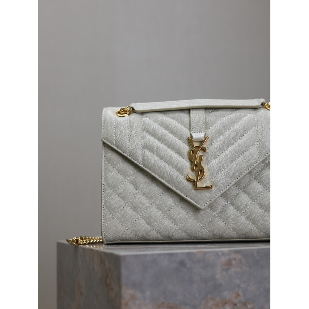 Ysl envelope medium in quilted grain de poudre embossed leather 24x17.5x6cm Bags