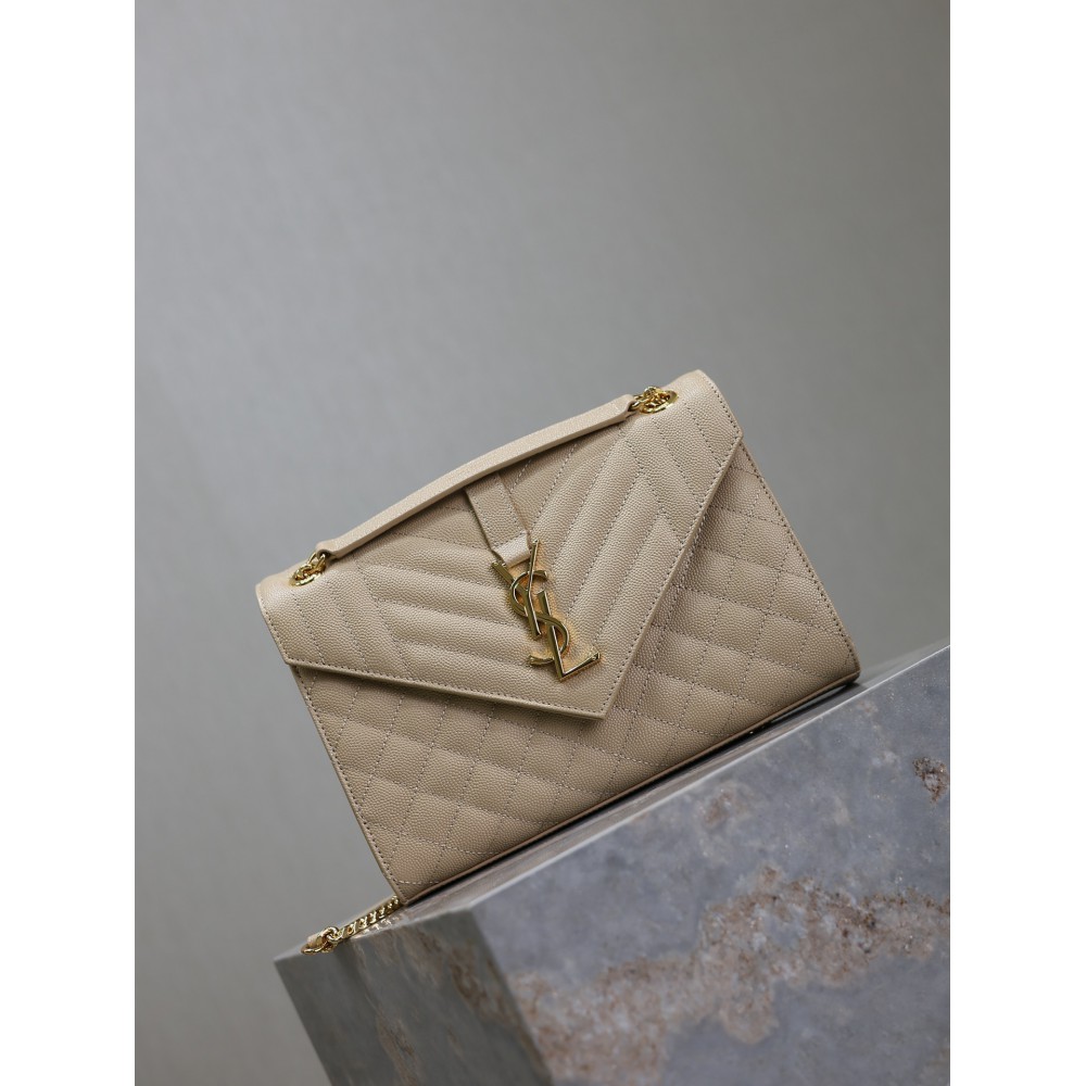 Ysl envelope medium in quilted grain de poudre embossed leather 24x17.5x6cm Bags