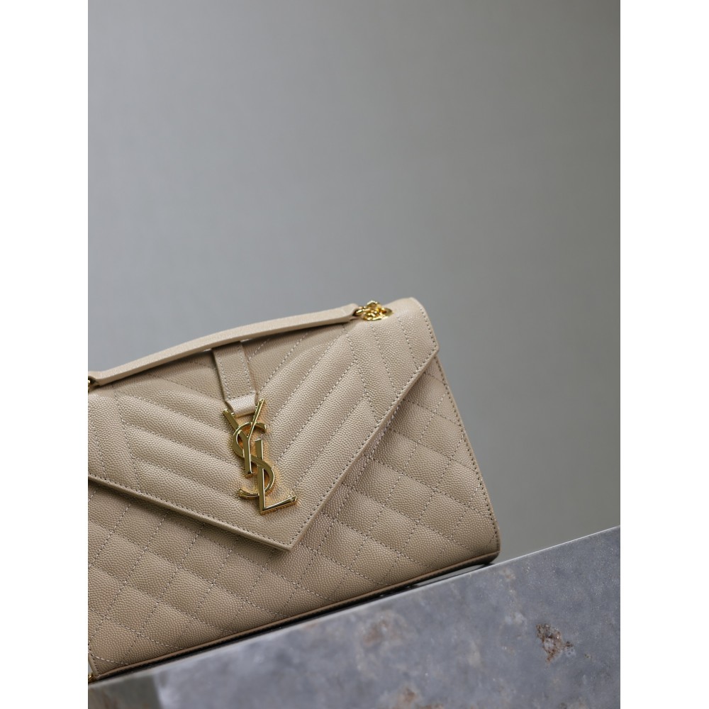Ysl envelope medium in quilted grain de poudre embossed leather 24x17.5x6cm Bags